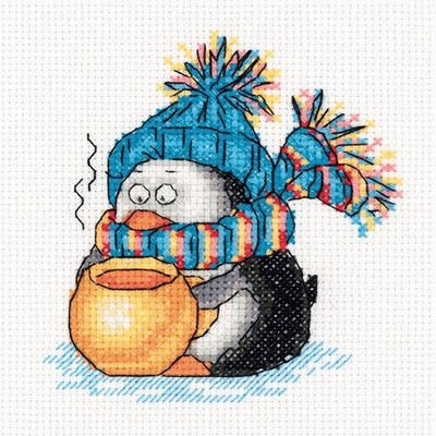 Klart counted cross stitch kit ''Winter Teatime'' 12.5x13.5cm, DIY