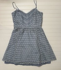 J.CREW Daisy Lace Eyelet Cocktail Dress Blue Sleeveless 4. 963
