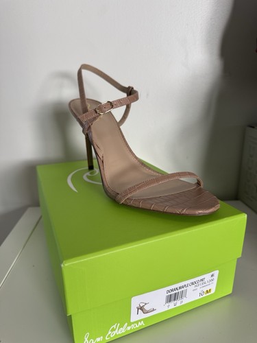 SAM EDELMAN Doran Strappy Heeled Sandal Size 10 Brown Nude Maple Croc NEW Formal