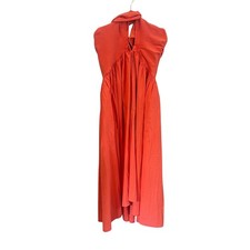 FP Beach Orange Tie Neck Maxi Halter Dress Cotton Flowing Boho Size Medium