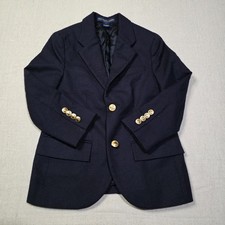 Polo Ralph Lauren Navy Blue Sport Coat Made In Italy 100 Wool Boys Size 5