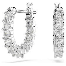 Swarovski Vittore Hoop Earrings, Round Cut, White, Rhodium Plated 5562126
