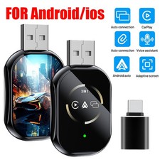 2026 Carplay Adapter Wired to Wireless CarPlay Android Auto Mirror Link 3-IN-1