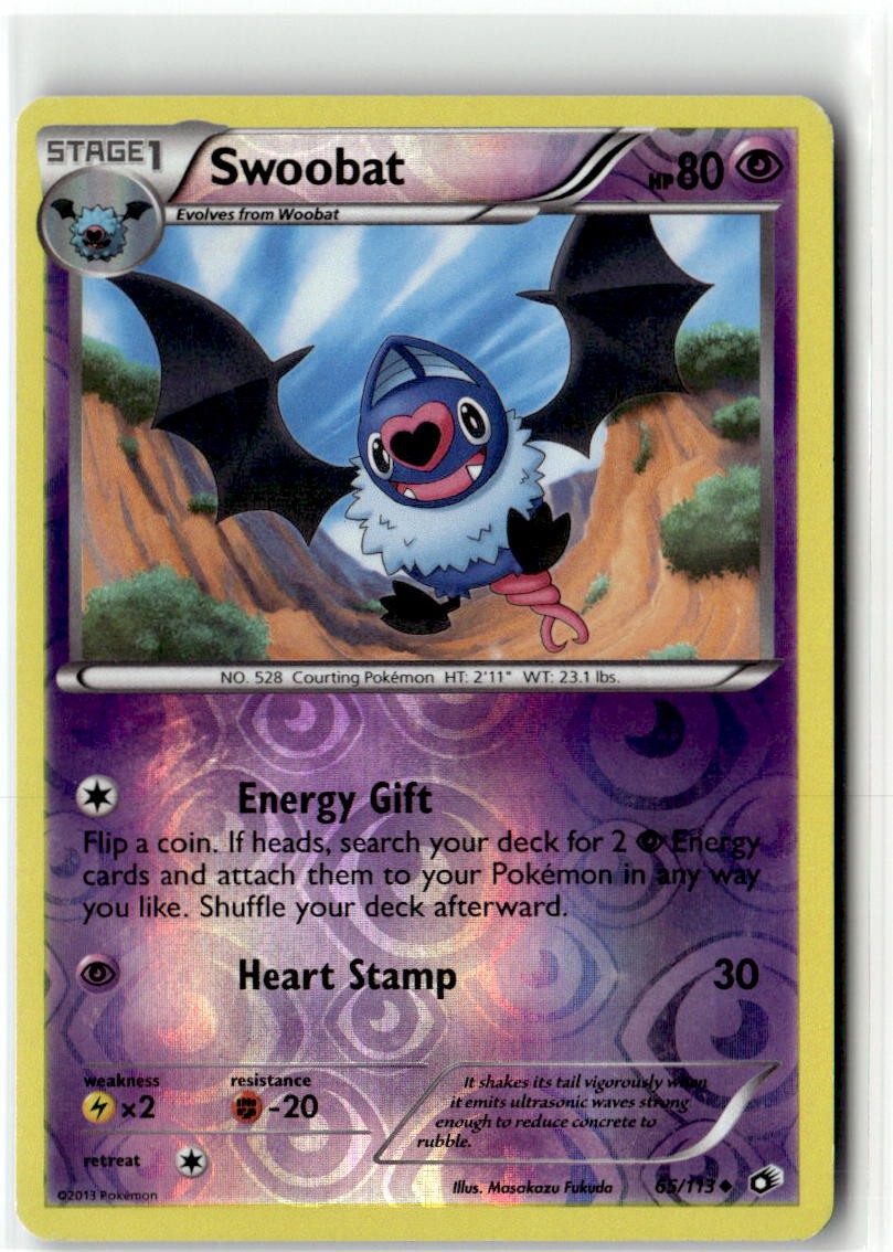 Swoobat 65/113 Lightly Played Reverse Holo Legendary Treasures UC Pokemon