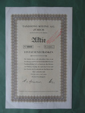 Schweiz:Aktie 1000 Franken-Tandjong Keling AG-Zürich-1929