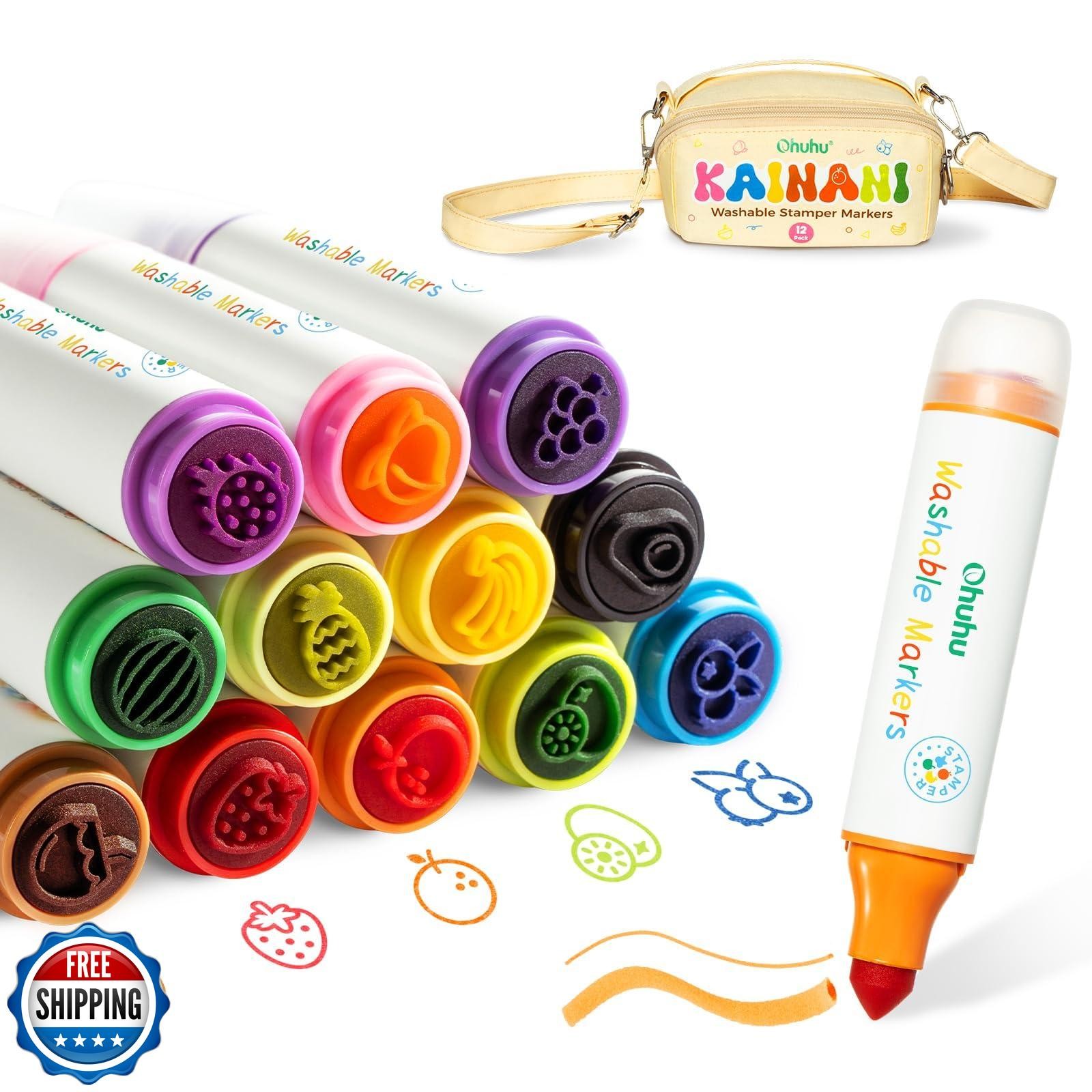 For Kids 12 Colors Water-based Dual Tips Stamp