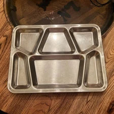 Lot Of 5 Vtg US Stainless Steel Military Mess Hall Food Trays 