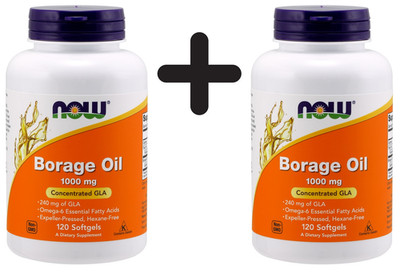 2 x NOW Foods Borage Oil, 1000mg - 120 softgels (270,62 EUR/kg)