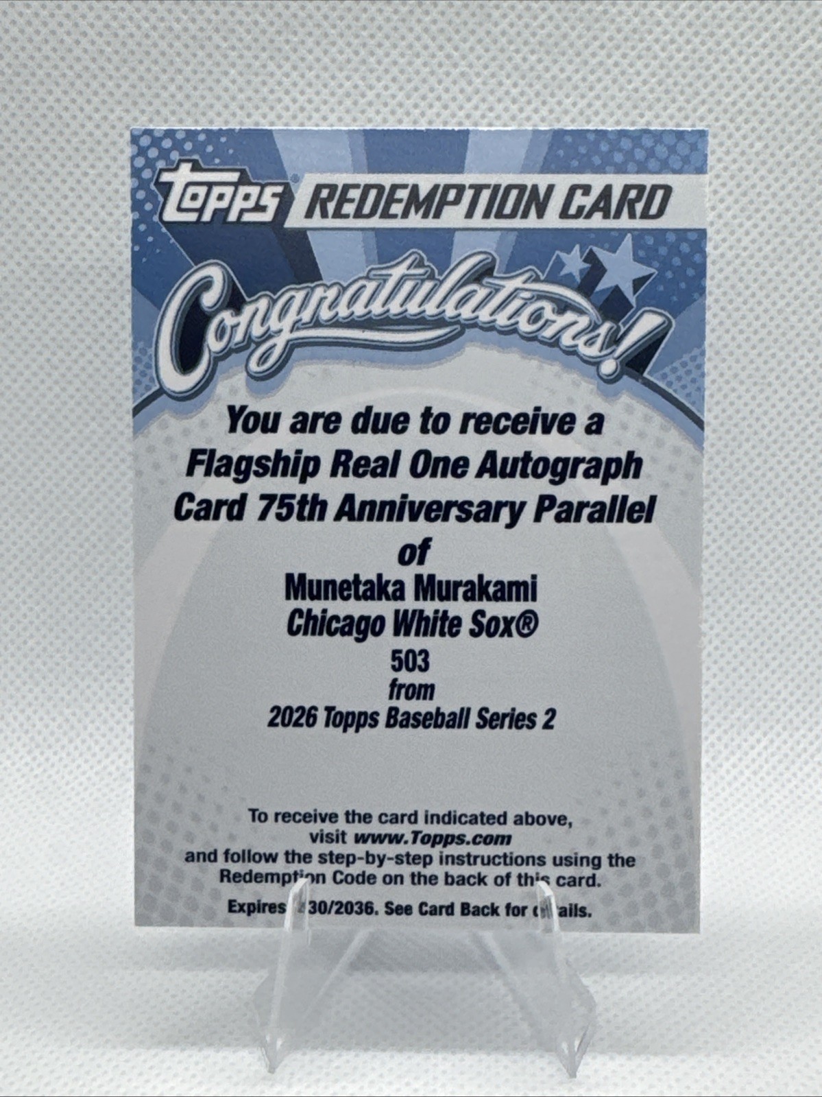 2026 Topps Series 2 Munetaka Murakami Rookie Auto Redemption Card Redeemed