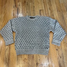 Vtg 90s Eddie Bauer Wool Blend Crewneck Sweater Men  s Large Gray Birdseye Knit