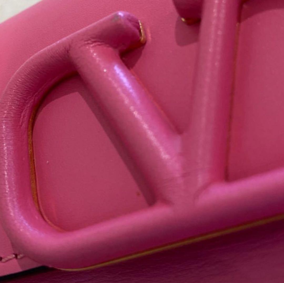 VALENTINO Women V-Sling Compact Chain Wallet bag Leather Pink Gold Chain thumbnail 19