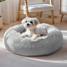 Calming Donut Dog Bed, Washable Plush Round Pet Bed for Small Dogs  Cats with R