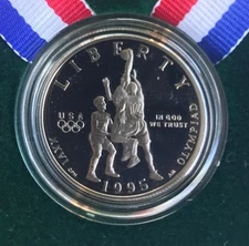 1995 BASKETBALL US OLYMPICS ATLANTA PROOF CLAD HALF DOLLAR  ~ US MINT PACK + COA