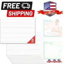 8 Sheets Dry Erase Lined Whiteboard, Double Sided Ruled Writing Board  Handw...