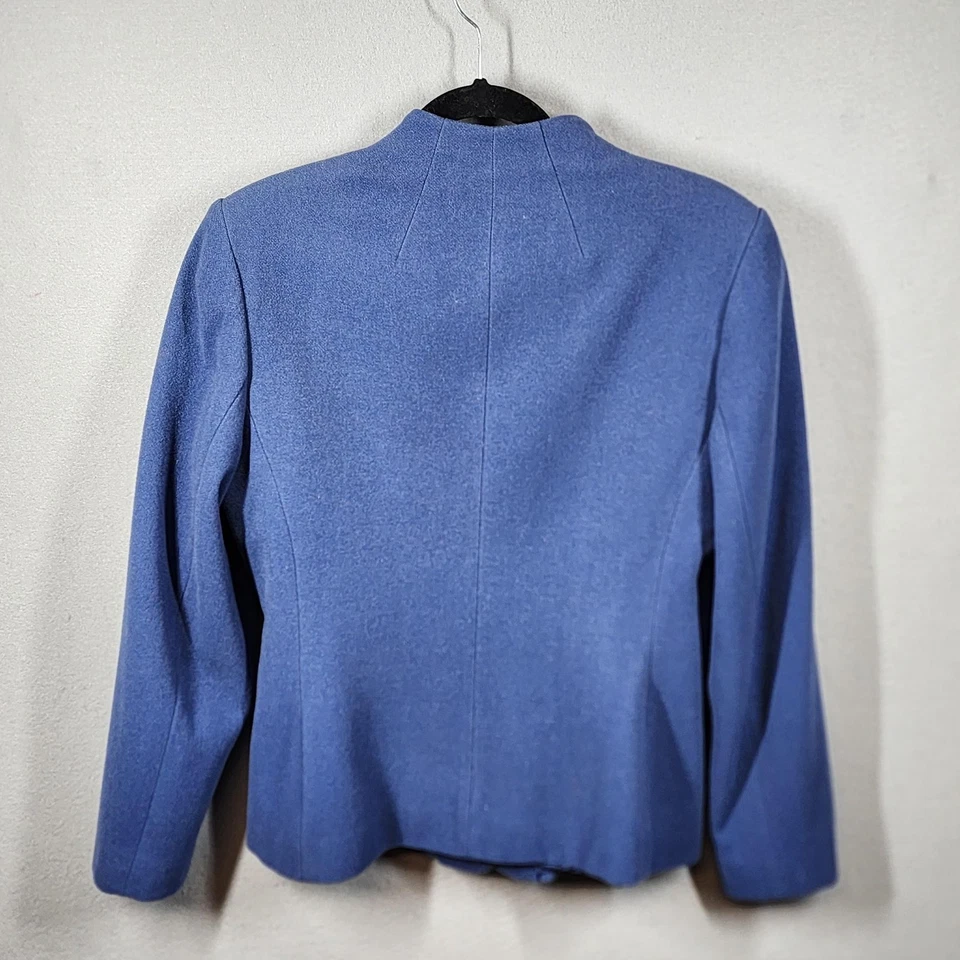 Chaqueta Blazer Studio Jax Mezcla Lana Cachemira Mujer Medio Azul Cuello Mandarín Foto 2 de 4