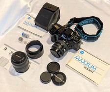 Minolta Maxxum 7000i 35mm Film Camera Lot with Lenses, Flash, Caps  Manuals EUC