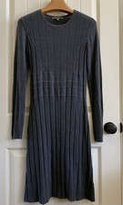 Daisy Fuentes Scoop Neck Gray Lightweight Knit Sweater Dress SZ M Medium