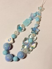 Handmade Y2K Phone Charm Blue Beaded Butterfly Keychain Trendy Gift for Girl