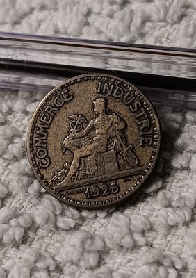 1925 Small French Bronze 50 Centimes ~  Vintage Coin Of France