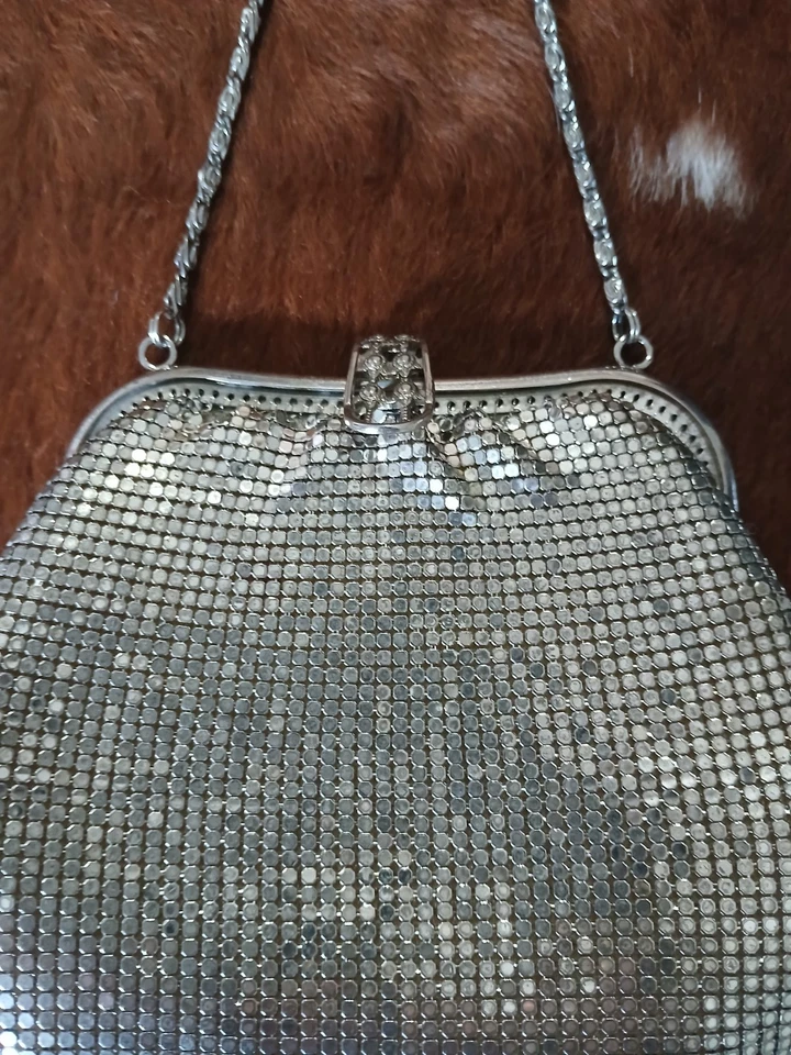  Винтажный металлический сетки мягкий вечер застежки сумочки, серебро, свадьбы, вечеринки  - Изображение 2 из 4
