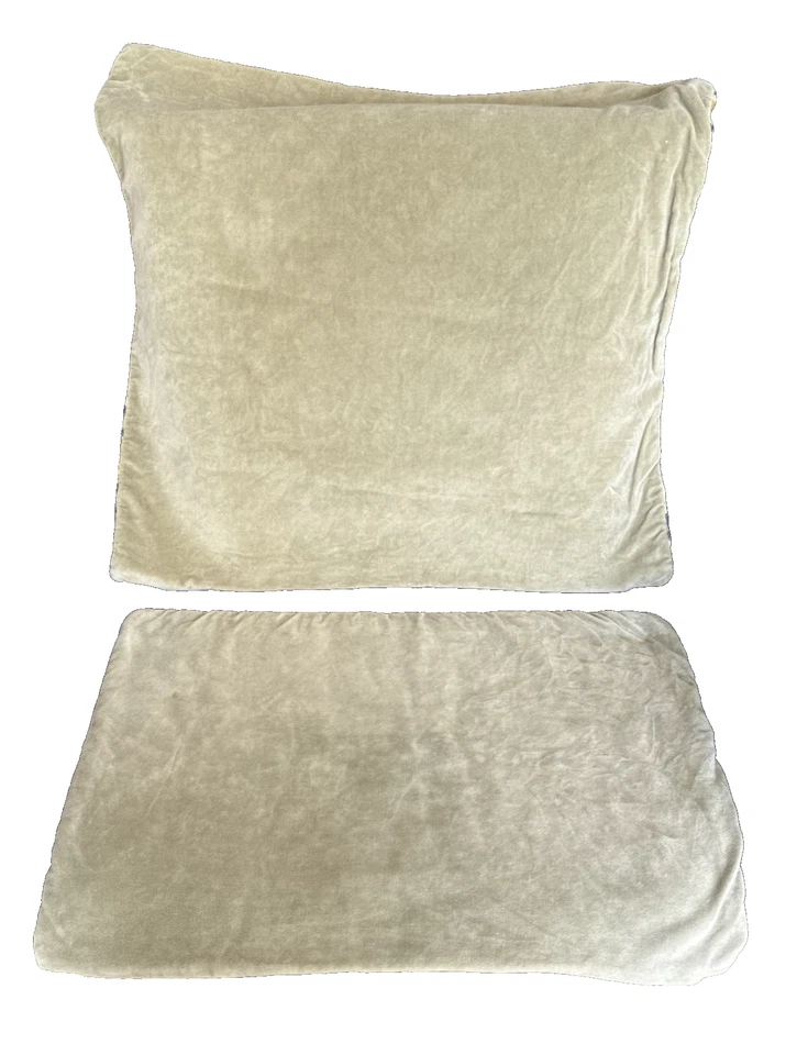 Crate & Barrel Keely 2 Pillow Covers Zip Shams 26 x 15 & 26 x 26 Velvet-Feel - Image 2 of 4