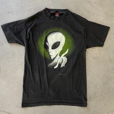 Vintage Fashion Victim Alien Not Of This World Glow in the Dark Shirt 90s Mens L