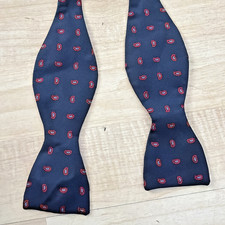 Polo by Ralph Lauren Navy Red Paisley Bow Tie 100% Silk Made in USA