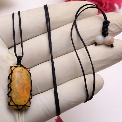 Handgefertigt Natürlich Jaspis Cabochon Boho Makramee Anhänger Kristalle Reiki - Bild 1 von 4