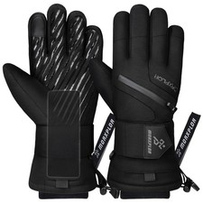 Ski Gloves with Wrist Guards Low Profile,Double-Side Wrist Protection Pair Sn...