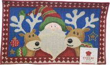 Printed Nylon Kitchen Rug 18"x30" CHRISTMAS TREE ORTAMENTS,SANTA  2REINDEERS,AL