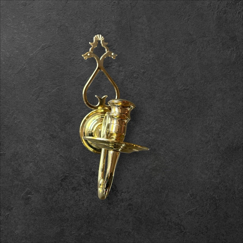 Colonial Williamsburg Style Brass Candle Wall Scones, set of TWO - Image 3 of 4