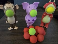 Hog Wild Ball Popper Toys Dinosaur Pig Monkey W/ 13 Balls 5 1/2"