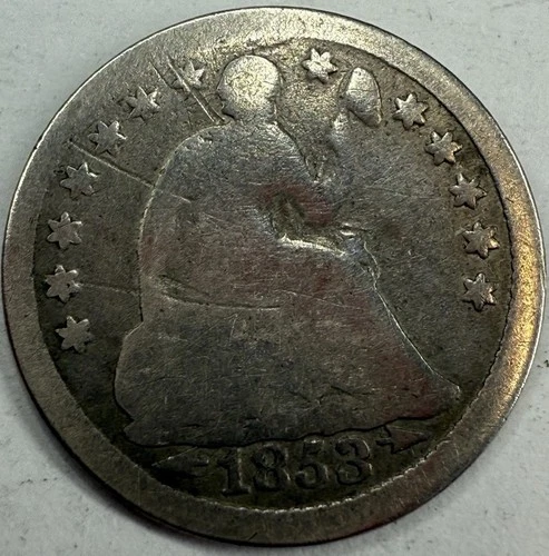 1853 Seated Liberty Half Dime 5c Exact Coin Imaged #SL329