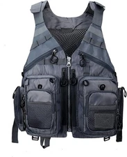 Obcursco Fly Fishing Vest for Men and Women with Breathable One Size, Grey 