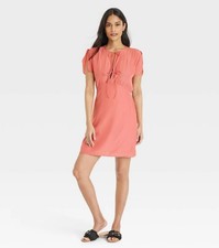 NWT Universal Thread sz XS Pink Tie Front Flutter Sleeve Short a-line Dress D57