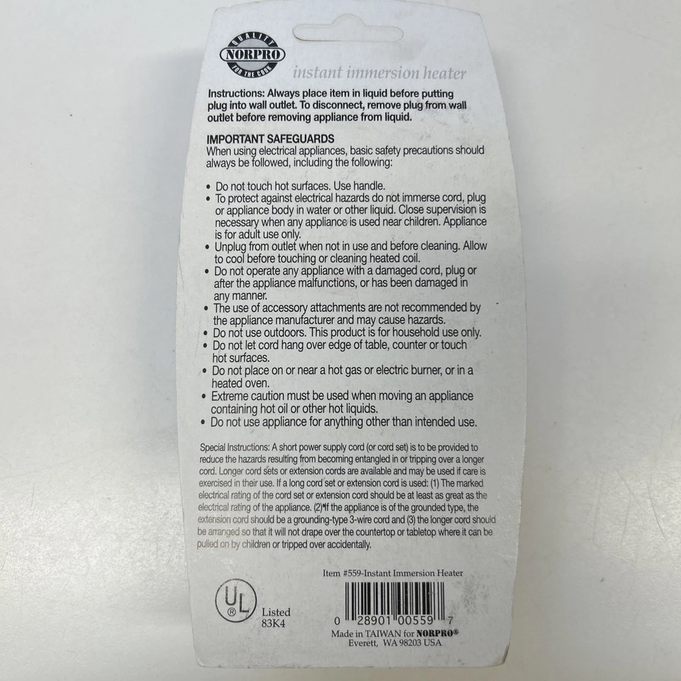 NEW Norpro Instant Immersion Heater Coffee/Tea/Soup Electric Water Portable - Image 2 of 2