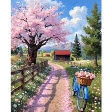 Cherry Blossom Paint by Numbers Kit for Adults, Landscape Adult Paint by Number