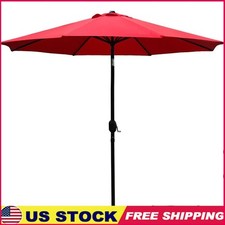 Waterproof Patio Umbrella W/ Crank Tilt Aluminum Pole  Wind Vent 9 ft New