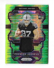 2023 MICHAEL MAYER ROOKIE PREMIER JERSEYS  GREEN SHIMMER PRIZM LAS VEGAS RAIDERS
