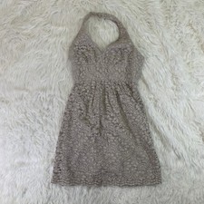 David  s Bridal taupe lace halter dress size 8