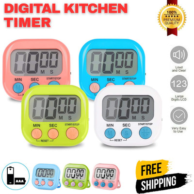 Magnetischer Küchentimer Uhr LCD-Digitalanzeige zum Kochen von Eiern lauter Alarm UK