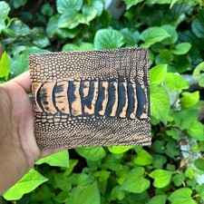 Real BROWN Ostrich Leg's Leather Men's Bifold Wallet Card, Money Clip, RFID Card