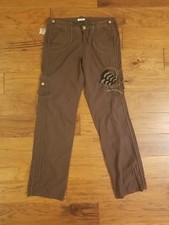 NEW Vintage Designer Cache Womens Hand Beaded Embellished Brown Pants Size 6