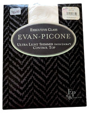 Vintage EVAN PICONE Executive Class Ultralight Shimmer Pantyhose MED Paris White
