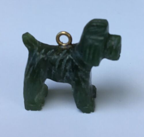 Vintage Carved Green Jade Jadeite Doodle Dog Pendant Charm Miniature Puppy - Picture 4 of 11
