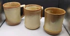 3 Vintage Frankoma Tan Plainsman C5 Coffee Cup Mug 3.75" Tall Pottery