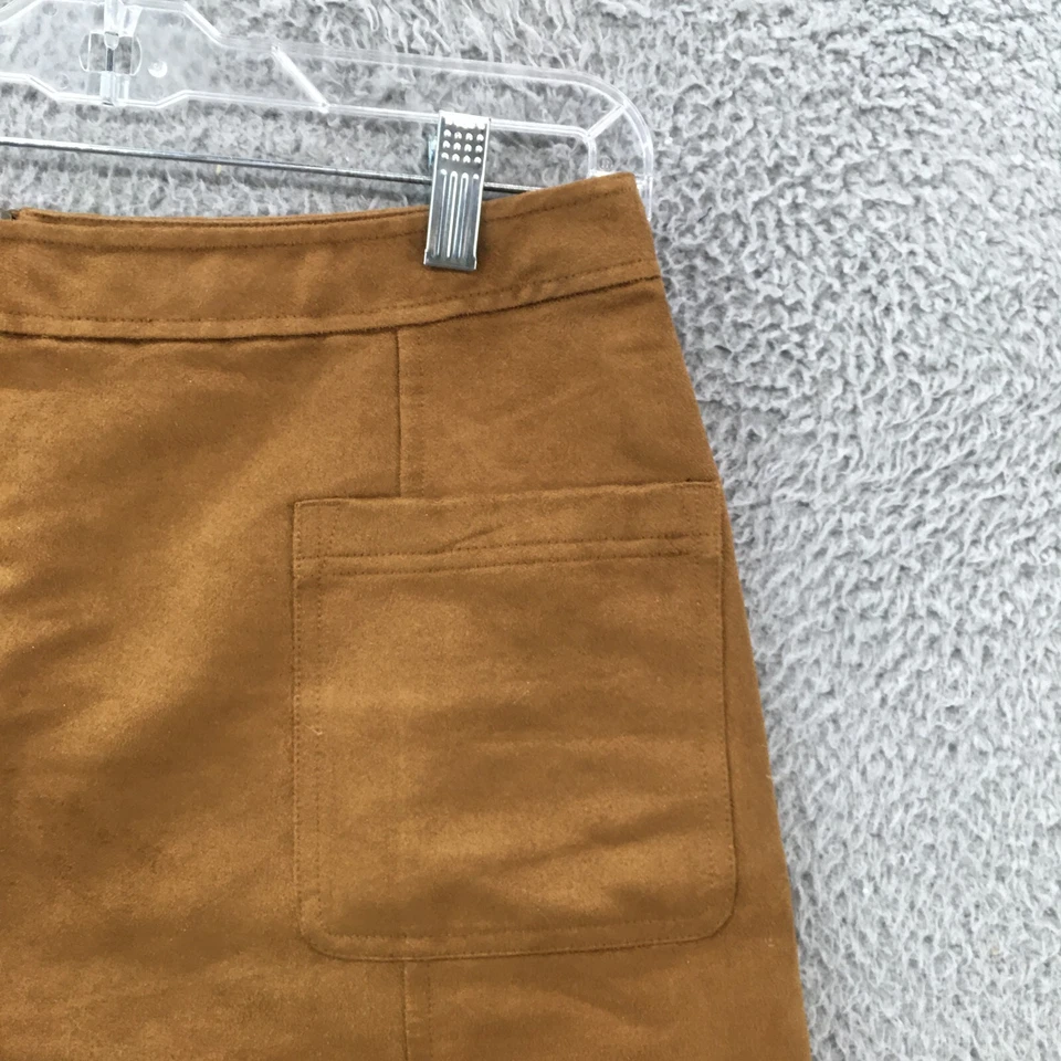 Antigua minifalda azul marino línea A para mujer 6 bolsillos delanteros marrón cremallera trasera informal tiro medio Foto 4 de 4