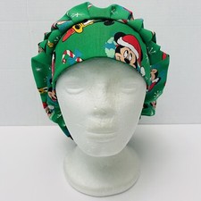 surgical /medical cap with cord lock bouffant style- Christmas Mickey and Minnie