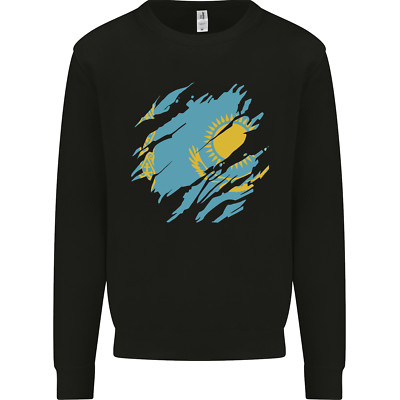 Zerrissene Kasachstan Flagge Kasachischer Tag Fußball Kinder Sweatshirt Pullover