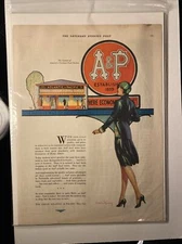 VTG 1929 A&P Grocery Food Store Kitchen FASHION Shopper Art 20's Many Print Ad
